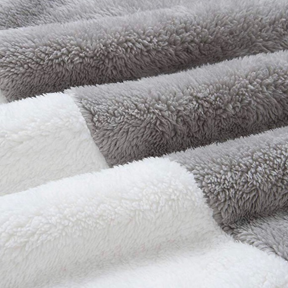 Gray & Cream Two Tone Fuzzy Hoodie - Picture 3 of 8